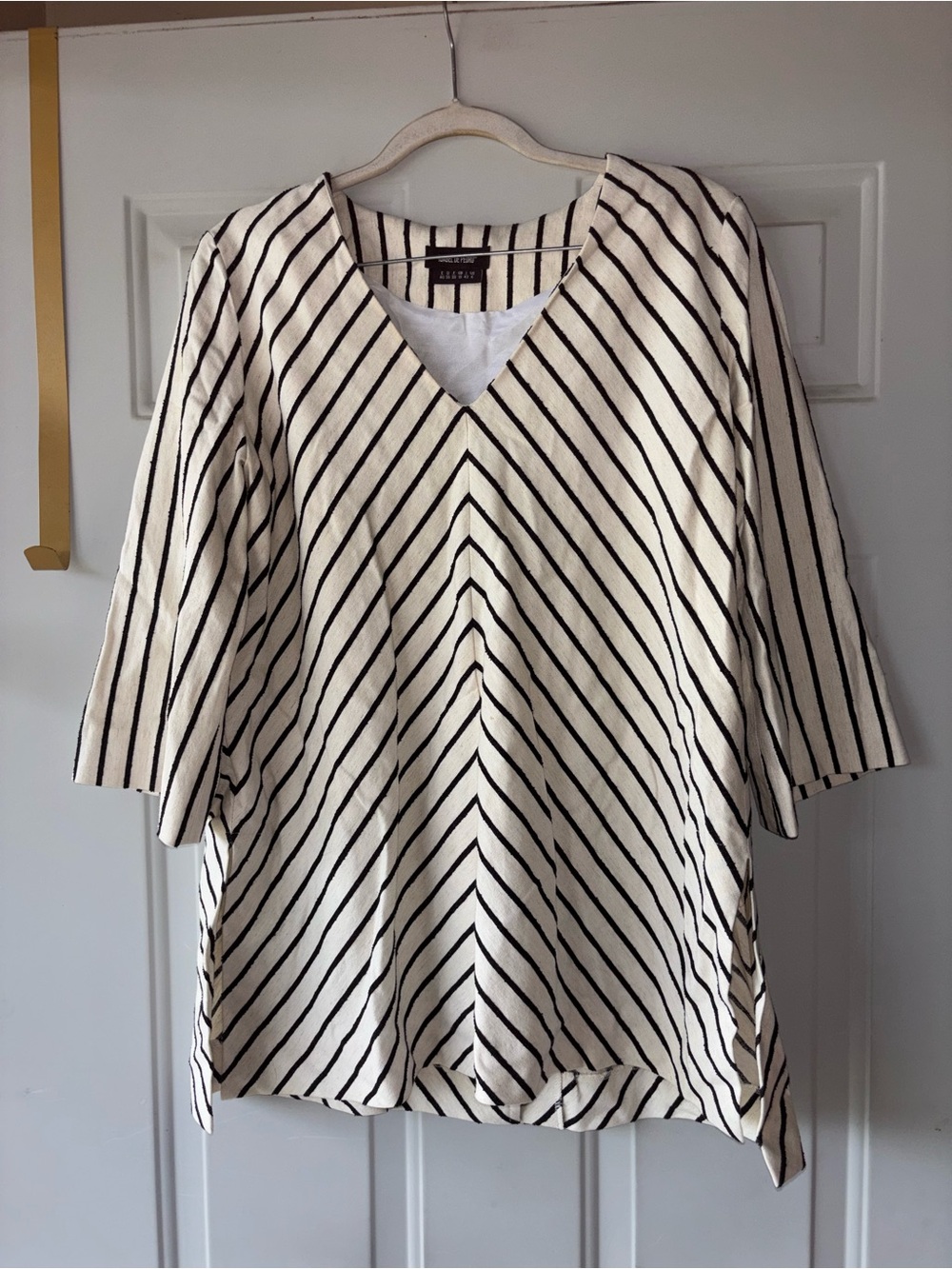 Isabel De Pedro ivory/black striped top size 6